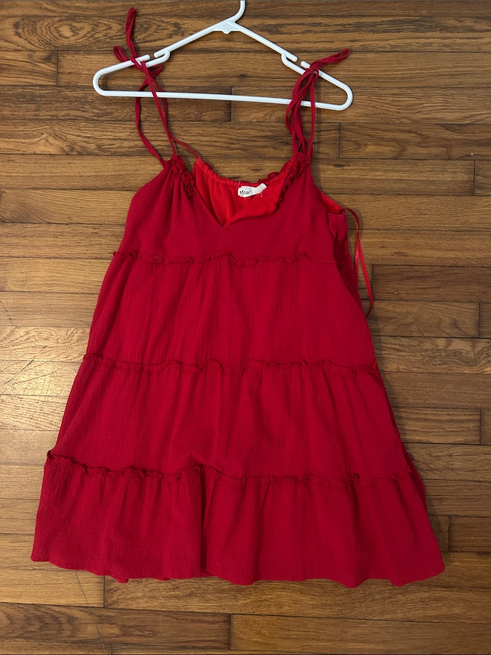 Red spaghetti strap sun dress